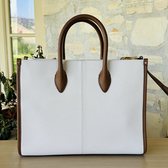 Michael Kors Mirella MD Embellished Tote Bag/ Clutch Wristlet Leather Cream Mult - Picture 7 of 16